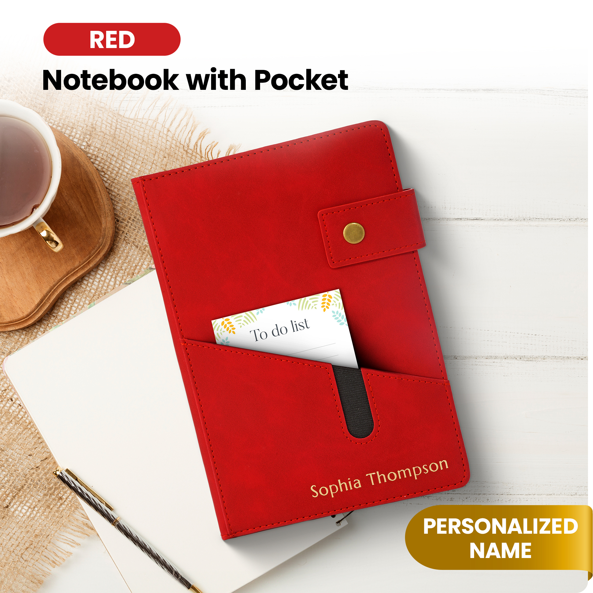 Custom Journal with Pocket (Red)